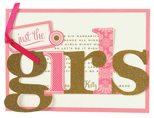 Just the Girls Glittered Die-cut Invitations